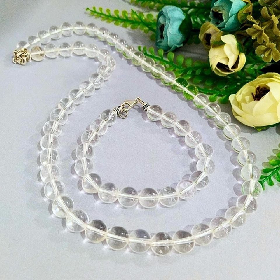 Kristal Kuvars Doğal Taş Kolye ve Bileklik