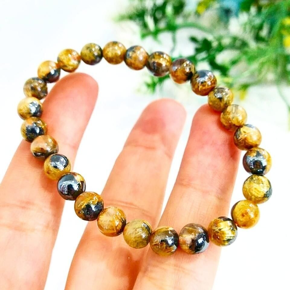 Gold Beril Doğal Taş Bileklik 6 mm