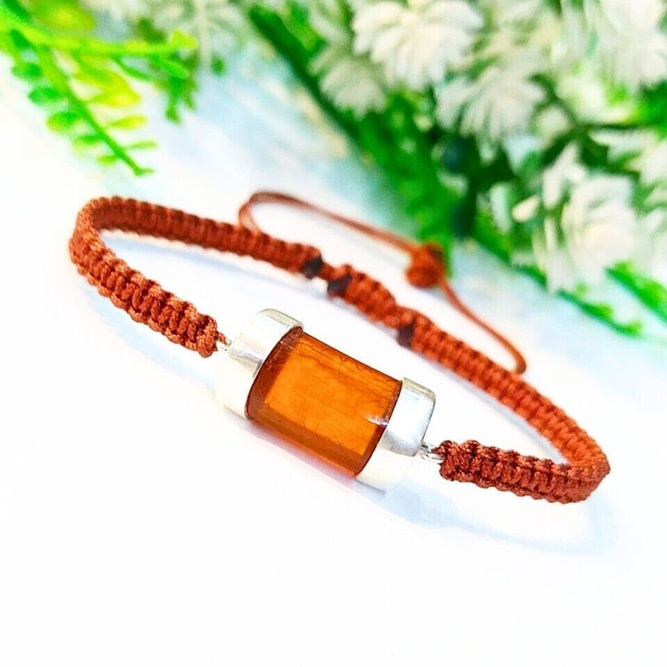 Antik Damla Kehribar Makrome Bileklik – KHR532
