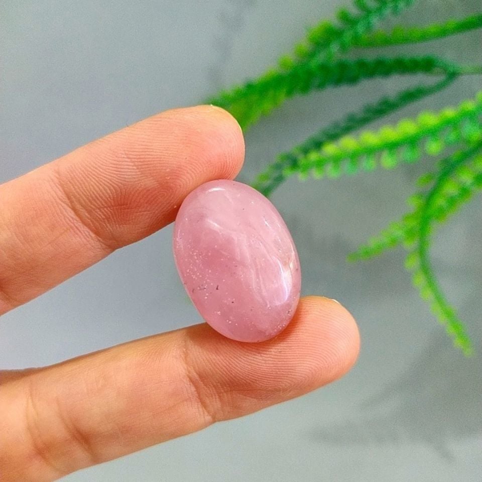 Pembe Kuvars Doğal Taş Kabaşon P90