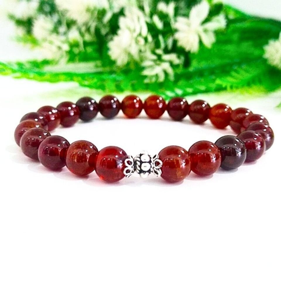 Hessonit Garnet 8mm Doğal Taş Bileklik