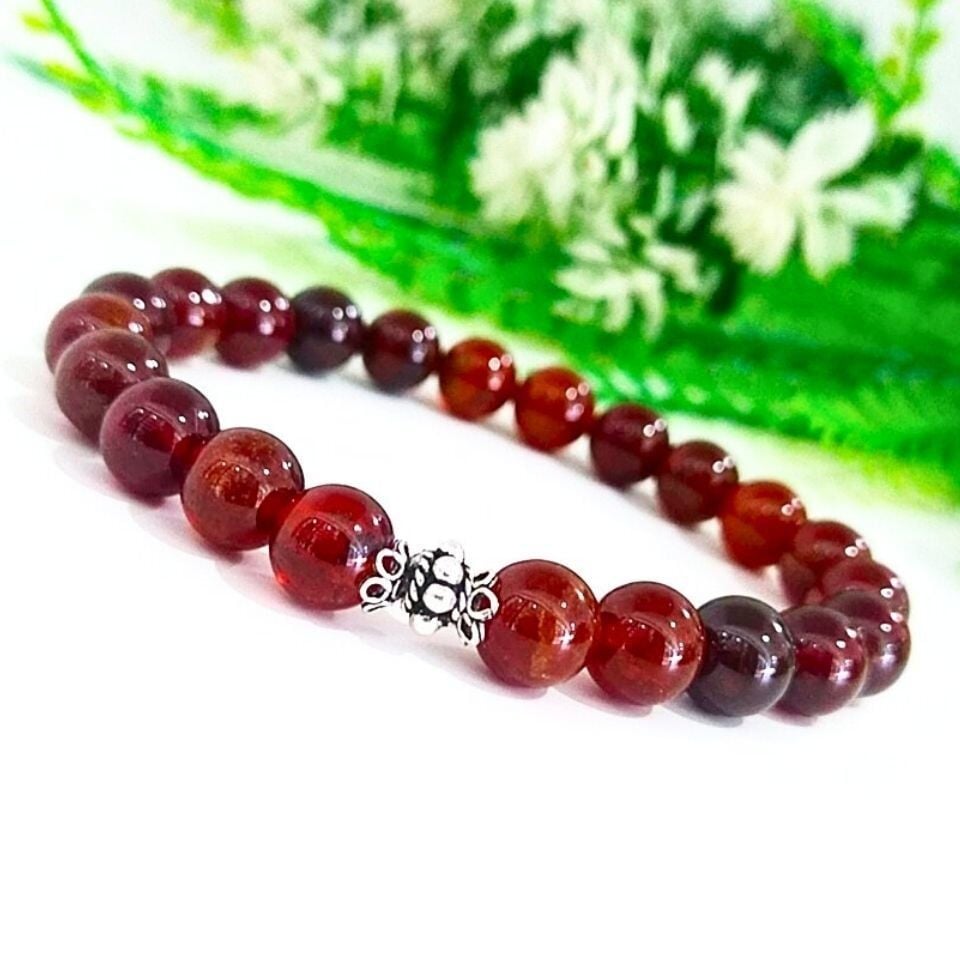 Hessonit Garnet 8mm Doğal Taş Bileklik