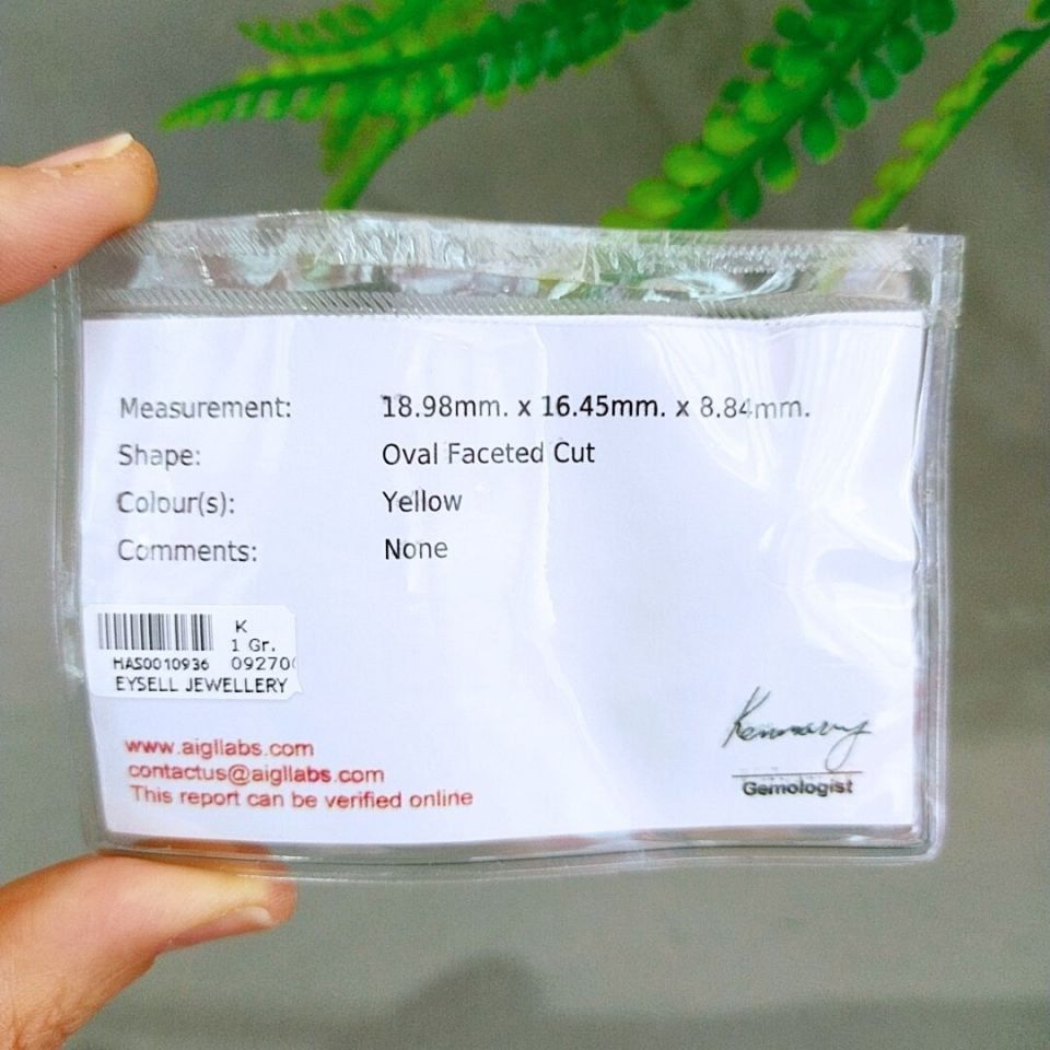 Sarı Safir Kabaşon Taş 27,06 crt