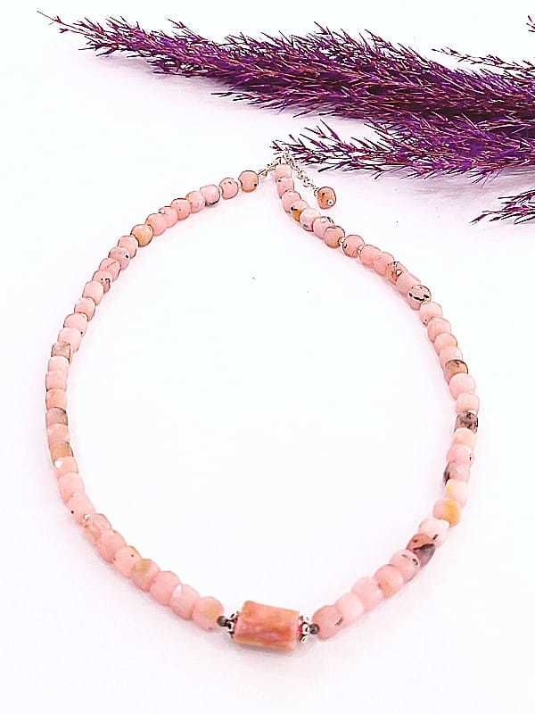 Pembe Opal Rodokrozit Doğaltaş Kolye