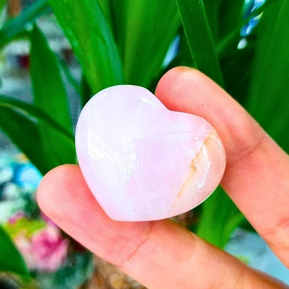 Pembe Kuvars Taşı Kalp Obje