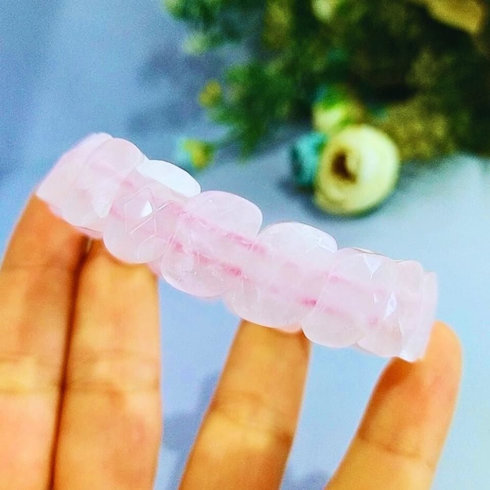 Pembe Kuvars Doğal Taş Bileklik - BLK842