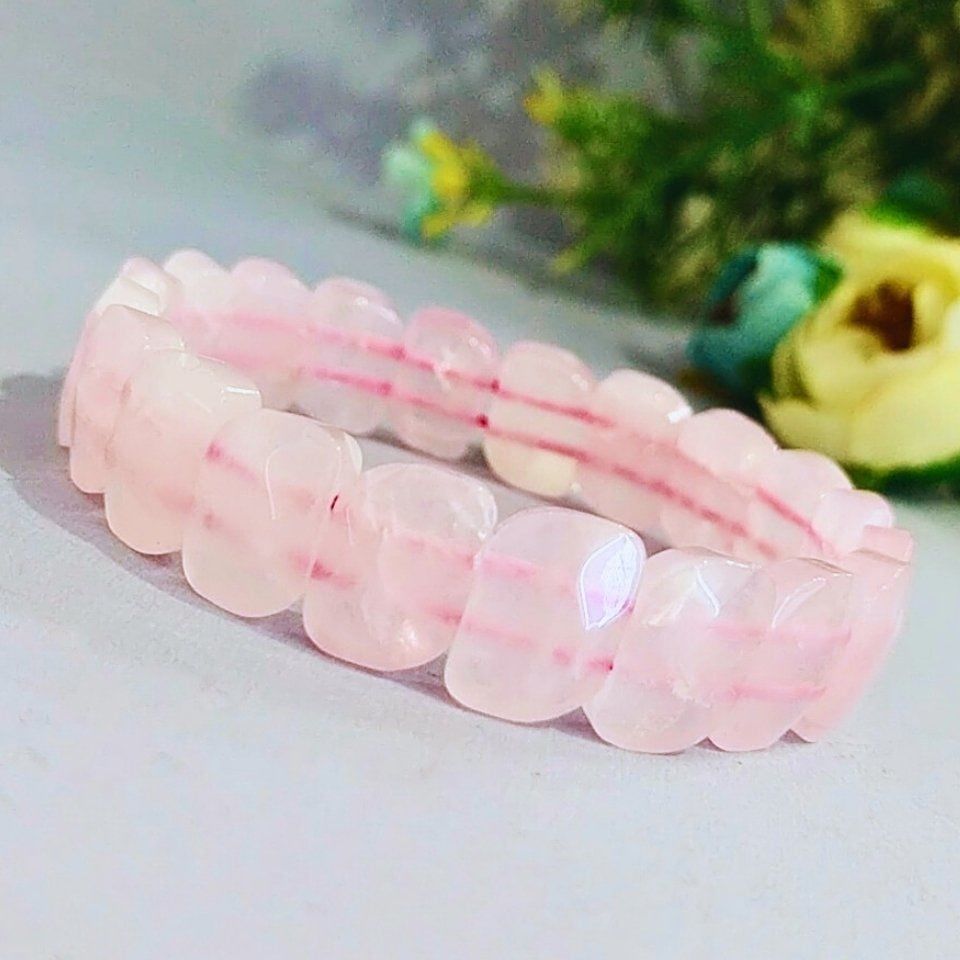 Pembe Kuvars Doğal Taş Bileklik - BLK842