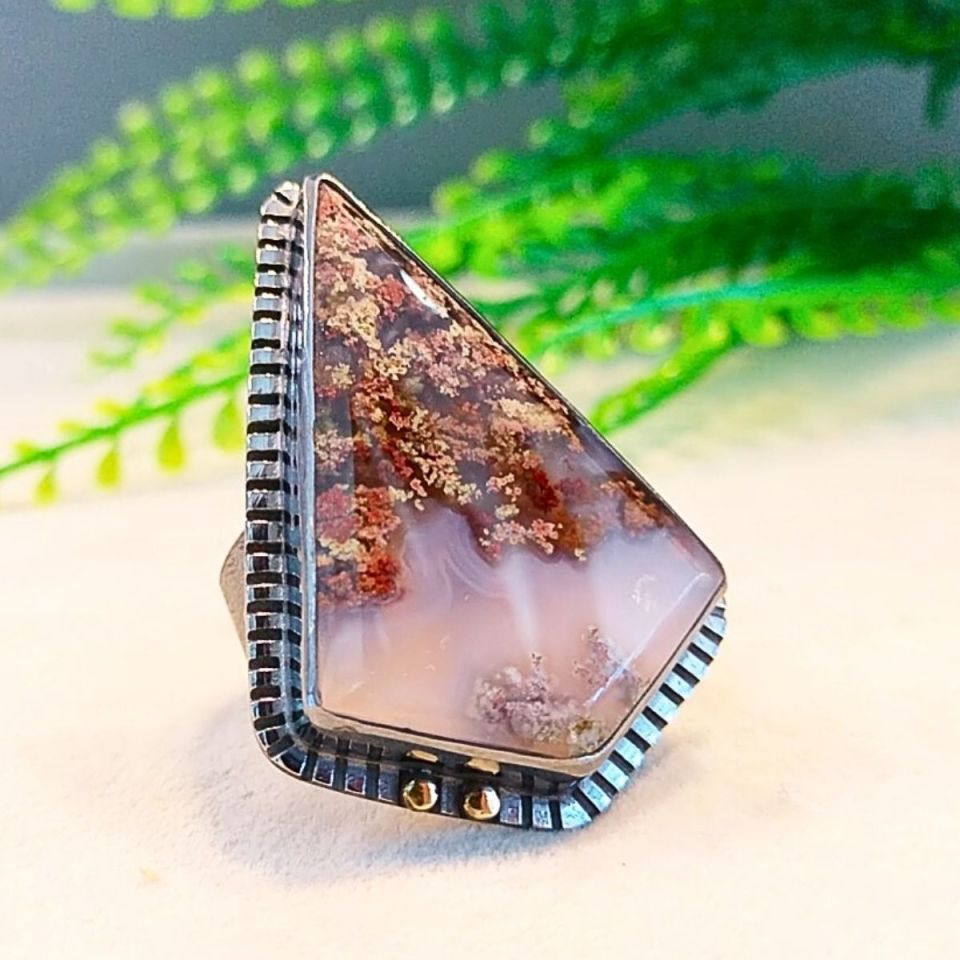 Moss Agate Özel Tasarım Yüzük