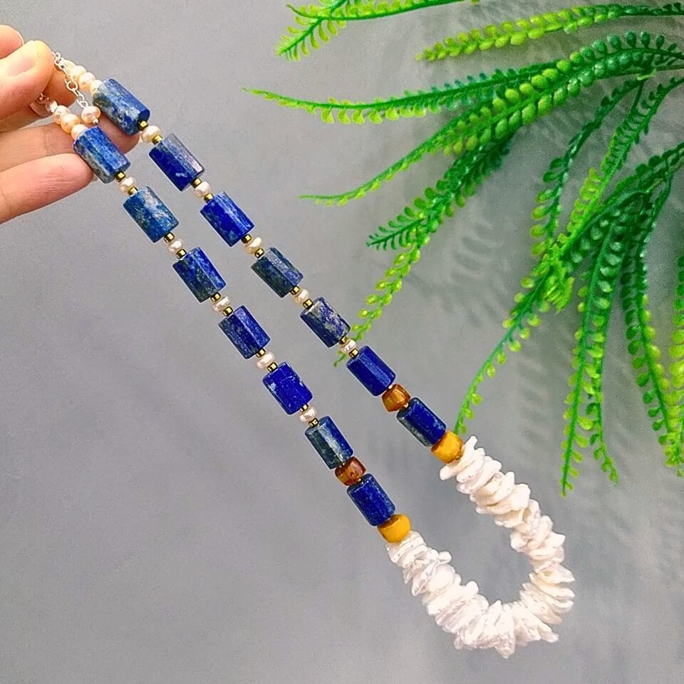 Barok İnci Lapis Tasarım Kolye