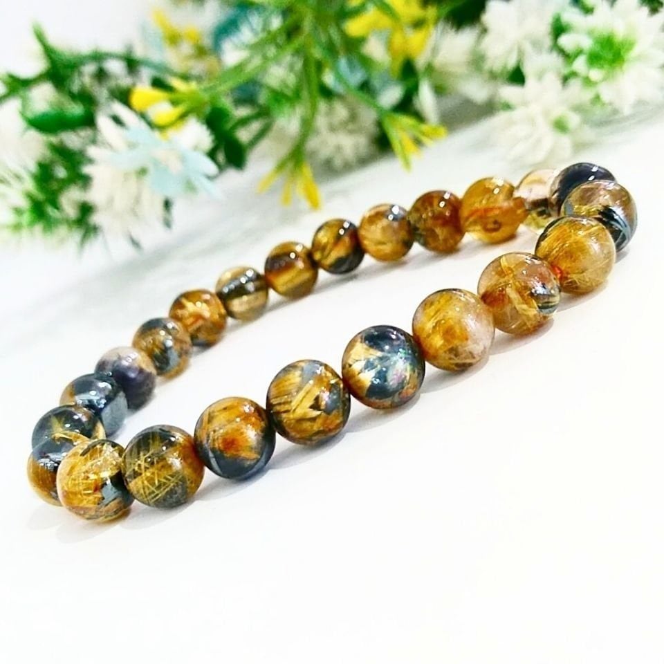 Gold Beril Doğal Taş Bileklik 8 mm