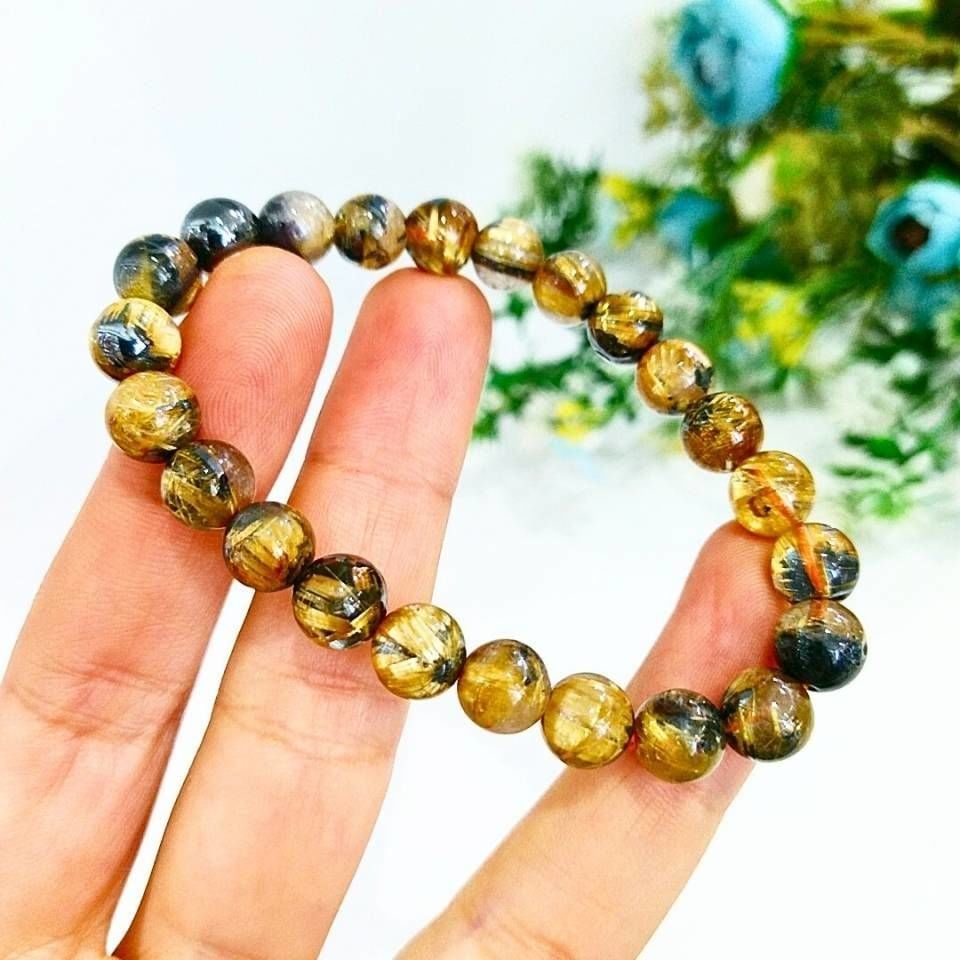 Gold Beril Doğal Taş Bileklik 8 mm