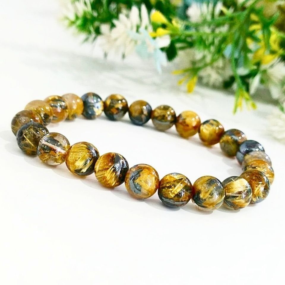 Gold Beril Doğal Taş Bileklik 8 mm