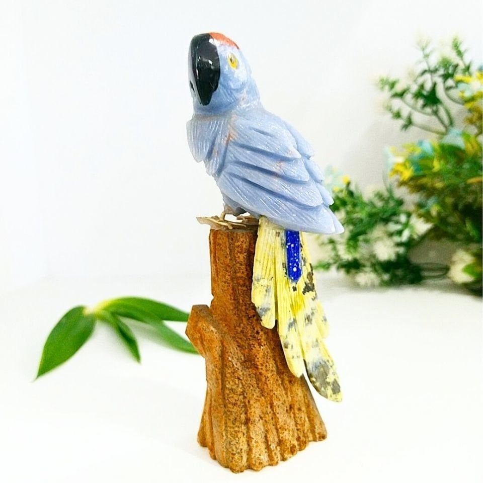 Doğal Taş Carving Papağan Obje - MNR1012