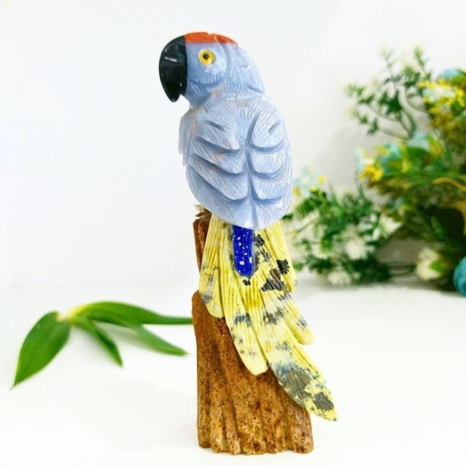 Doğal Taş Carving Papağan Obje - MNR1012