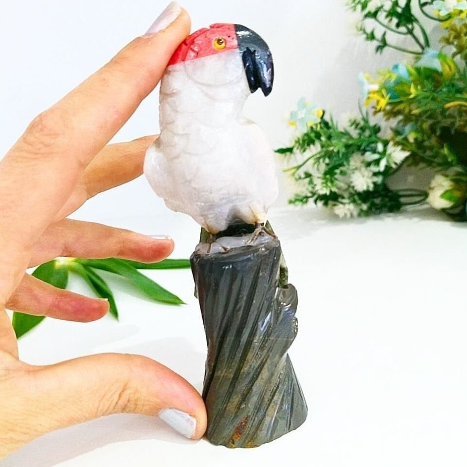 Doğal Taş Carving Papağan Obje - MNR1013