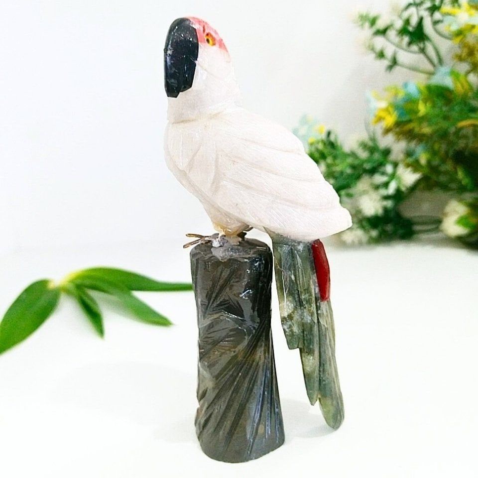 Doğal Taş Carving Papağan Obje - MNR1013