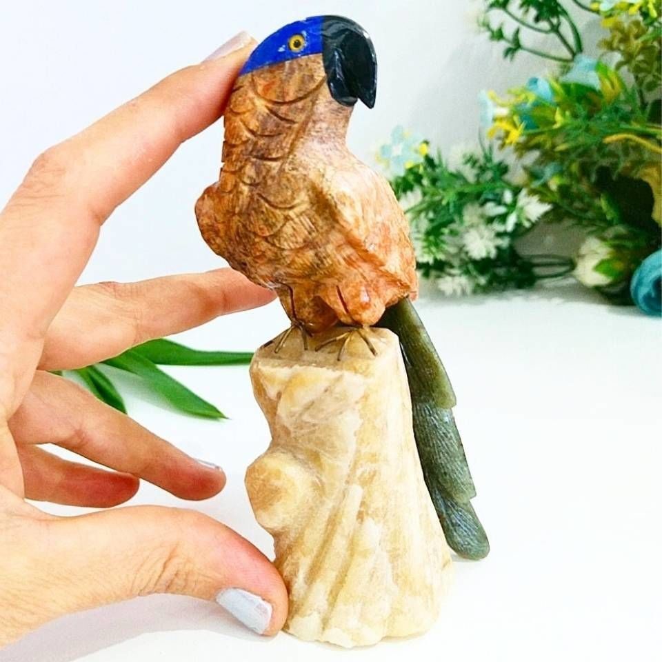 Doğal Taş Carving Papağan Obje - MNR1014